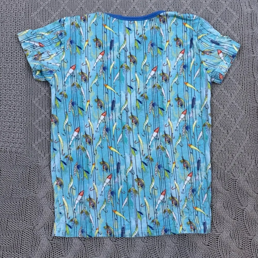 George Hats Kids Blue Fly Fishing Print Pajama Set ~ 5T